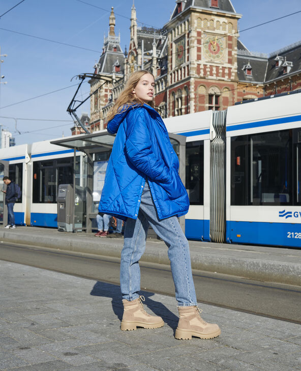 Veste matelassée avec capuche bleu électrique - Pimkie