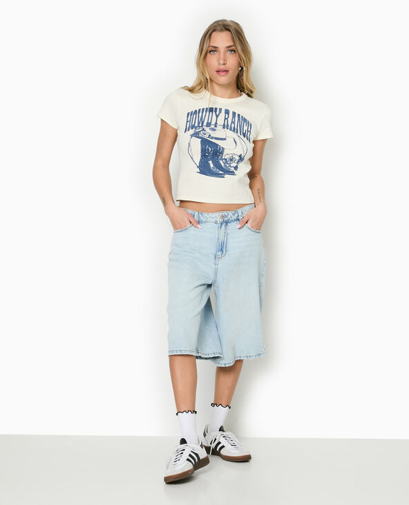 T-shirt ajusté avec print blanc - Pimkie