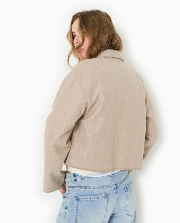 Manteau court avec coutures fantaisies beige - Pimkie