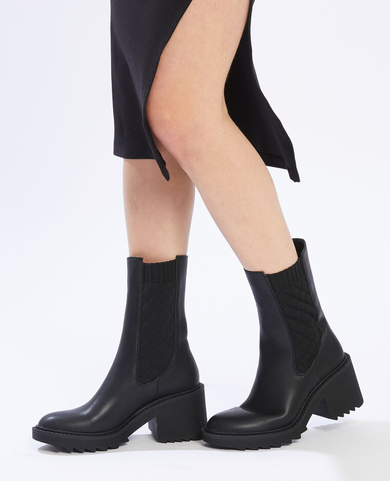 Bottines chelsea à élastiques quadrillés noir - Pimkie