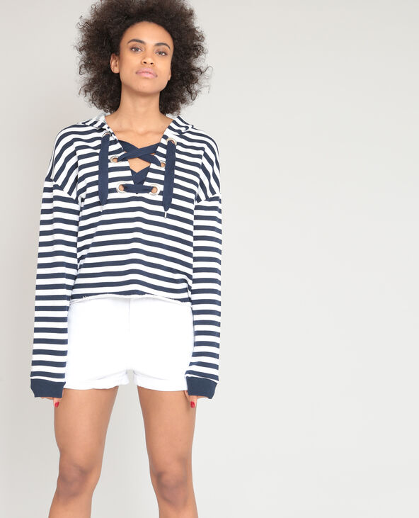 Sweat à lacets blanc - Pimkie