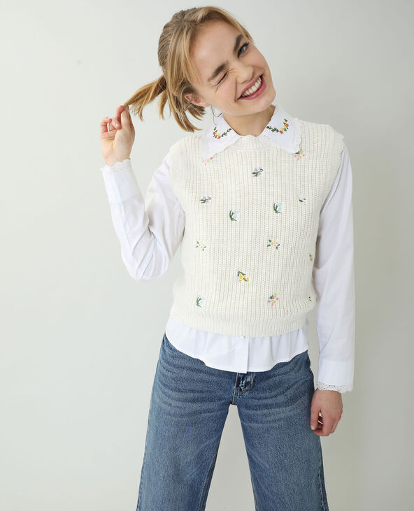 Pull sans manches fleuri blanc - Pimkie