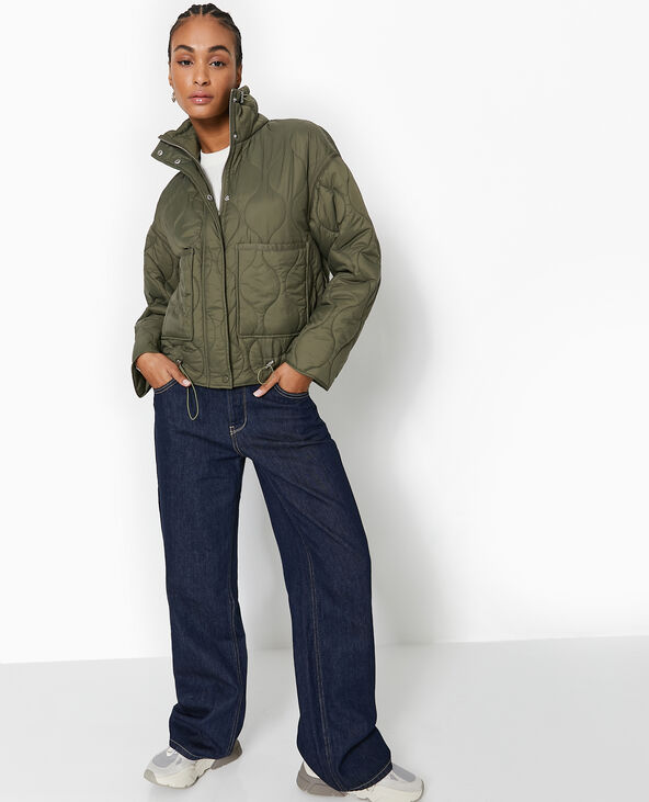 Veste matelassée + écharpe assortie vert kaki - Pimkie