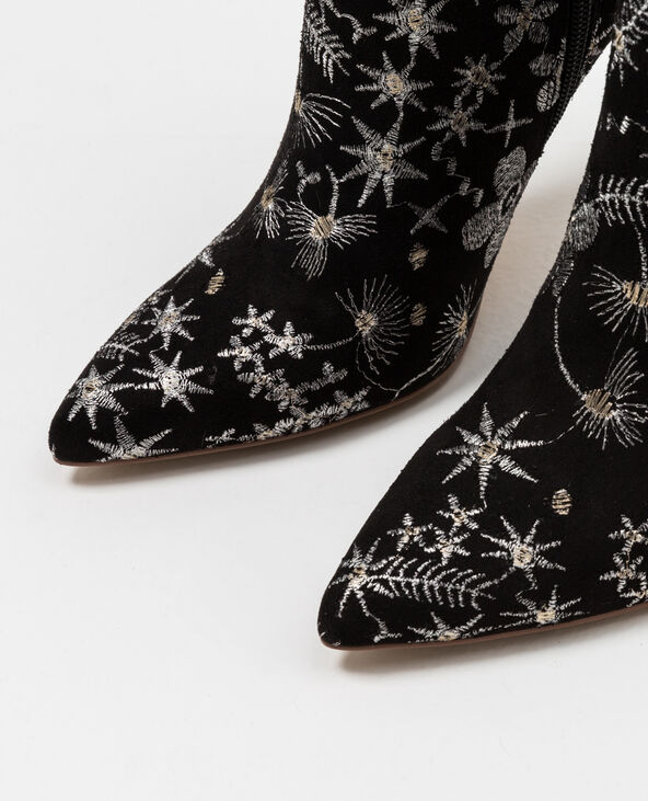 Bottines à broderies noir - Pimkie