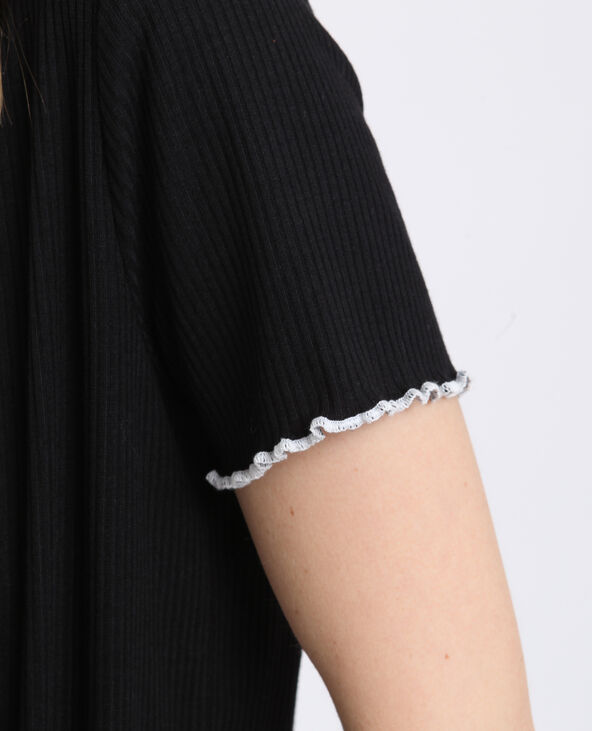 T-shirt cotelé noir - Pimkie