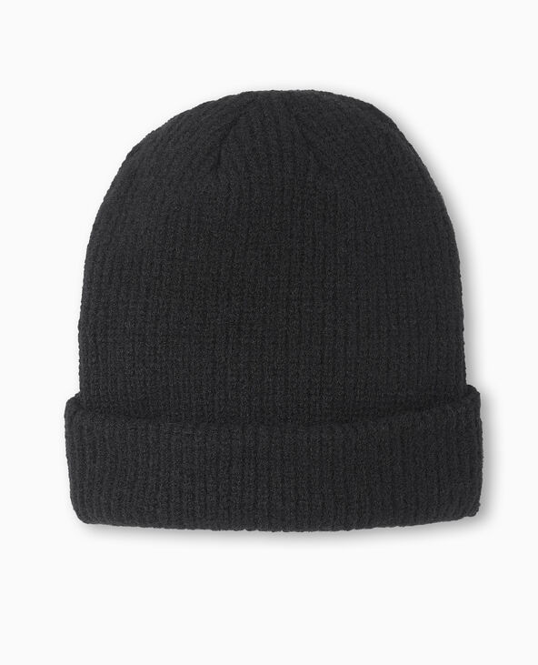 Bonnet avec revers noir - Pimkie