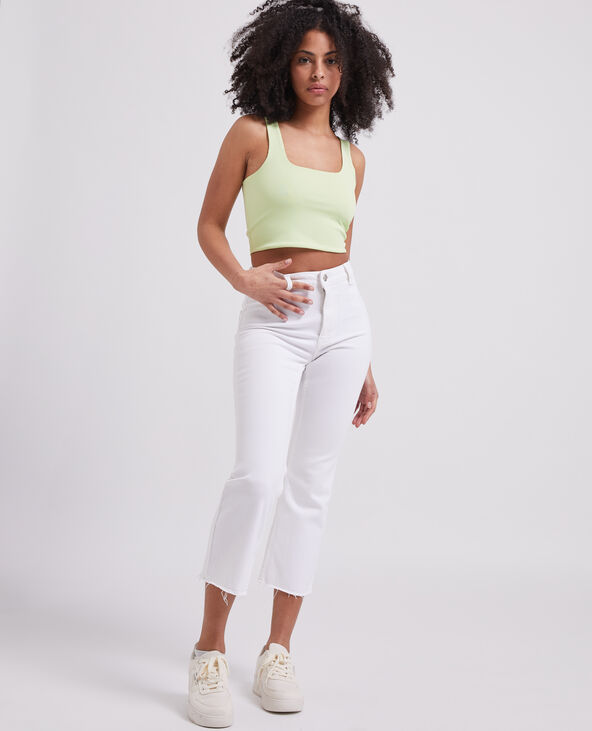 Jean flare taille haute cropped blanc - Pimkie