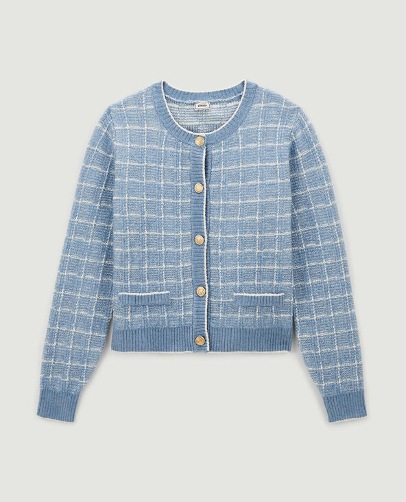 Gilet effet tweed à carreaux bleu - Pimkie