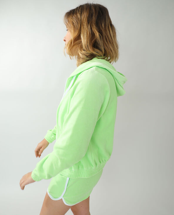 Sweat à capuche en velours vert anis - Pimkie