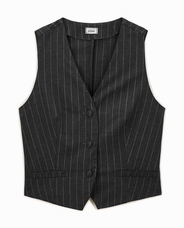 Gilet de barman avec rayures banquier gris - Pimkie