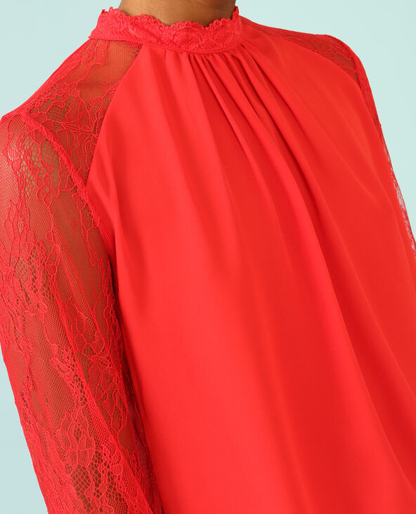 Blouse fluide dentelle rouge - Pimkie