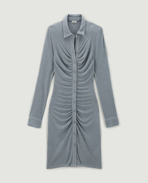 Robe chemise courte effet froncé argenté - Pimkie