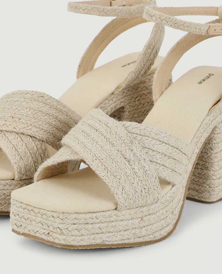 Sandales plateformes matière corde beige - Pimkie