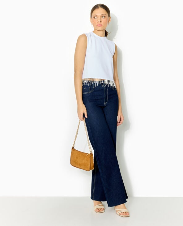 Top sans manches avec franges de perles blanc - Pimkie