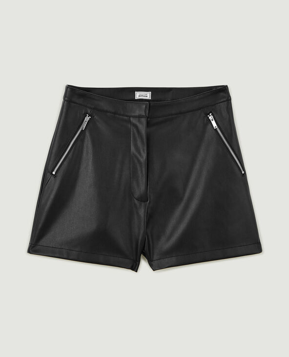 Short en simili avec poches zippées noir - Pimkie