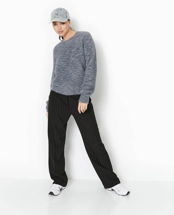 Pull col rond maille fluffy gris chiné - Pimkie