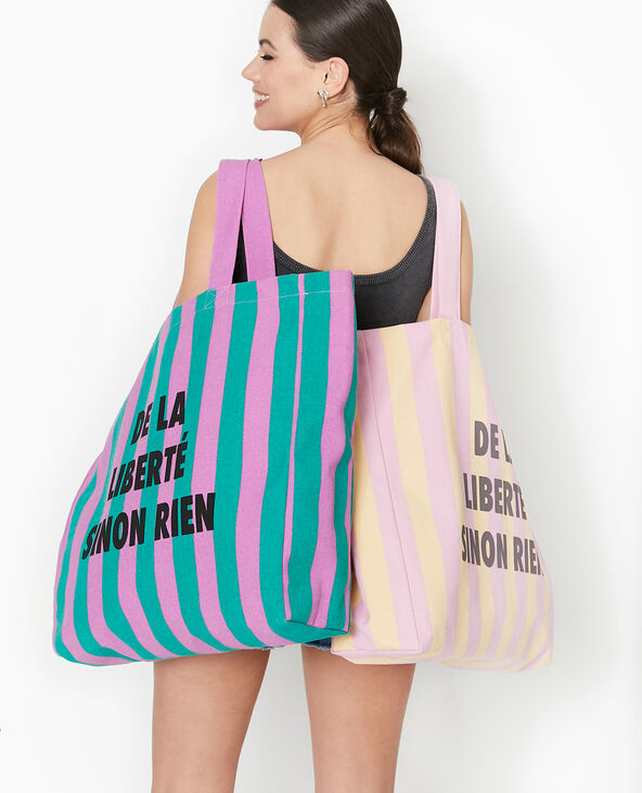 Tote bag XXL rayé lilas - Pimkie