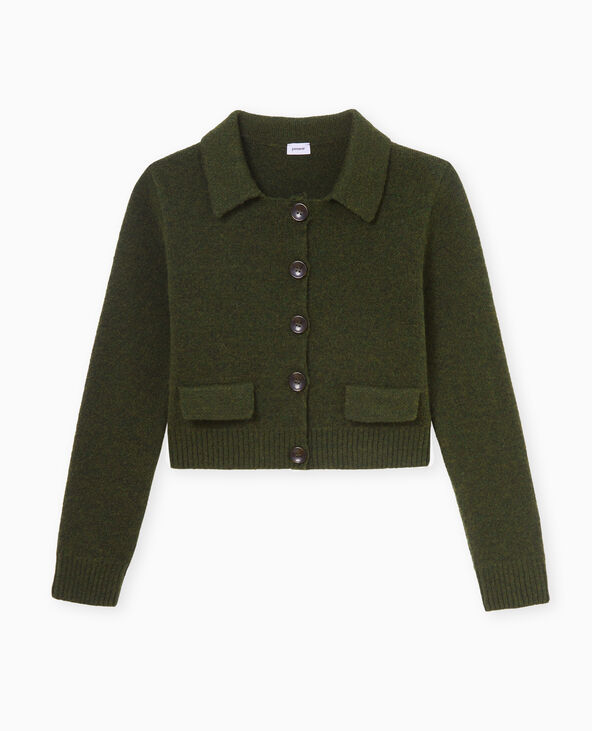 Gilet court avec col vert kaki - Pimkie