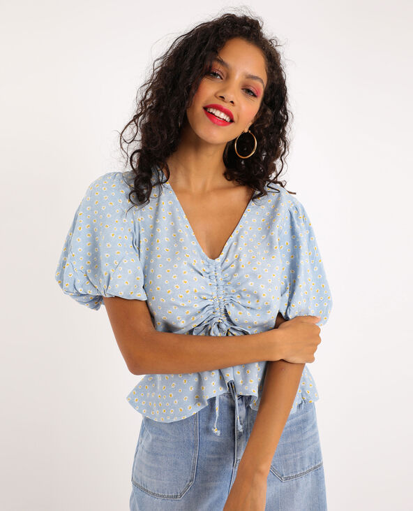 Top à froncer bleu turquoise - Pimkie