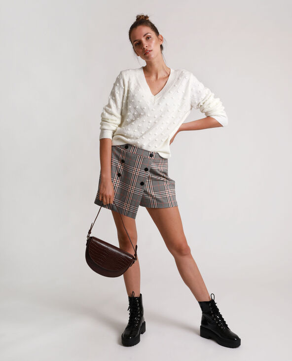 Jupe short à carreaux beige - Pimkie