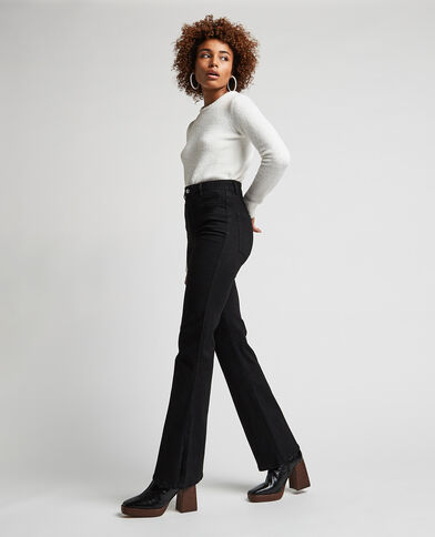 Jean flare avec fentes côtés noir - Pimkie