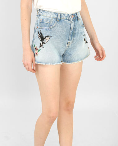 Short en jean imprimé toucans bleu - Pimkie
