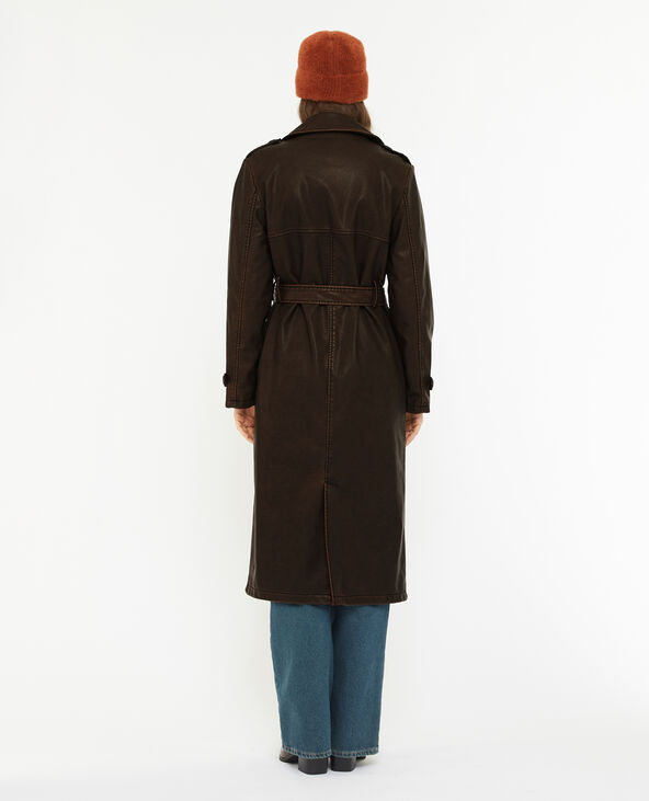 Trench en simili avec ceinture marron - Pimkie