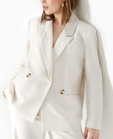 Veste blazer en tissu effet lin rustique blanc - Pimkie