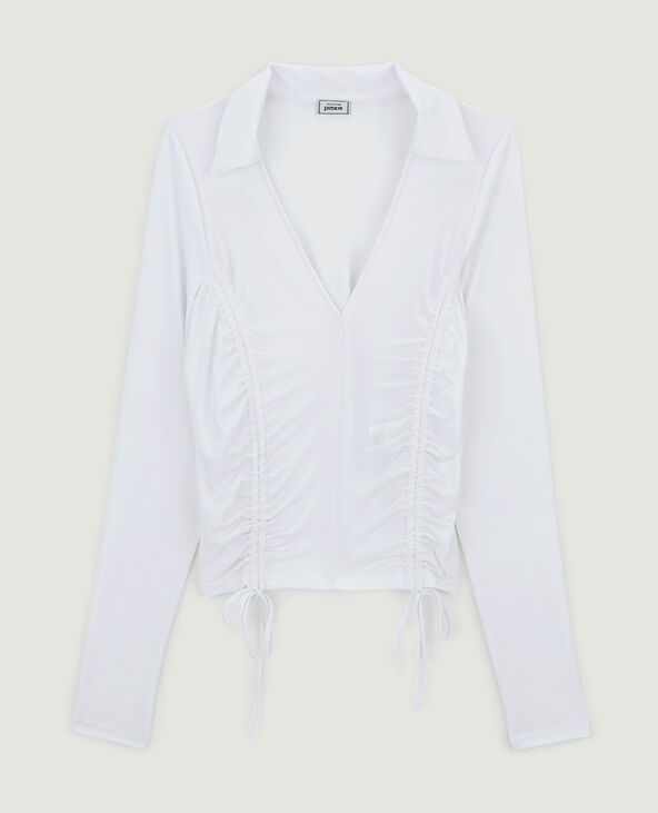 Top manches longues avec liens coulissants blanc - Pimkie