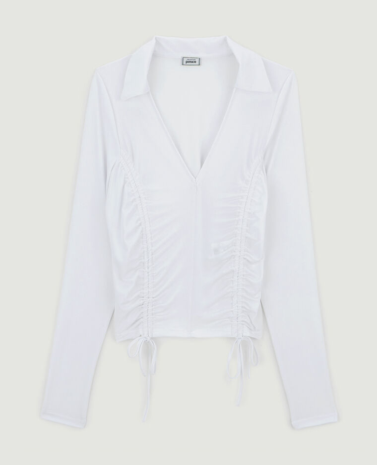 Top manches longues avec liens coulissants blanc - Pimkie