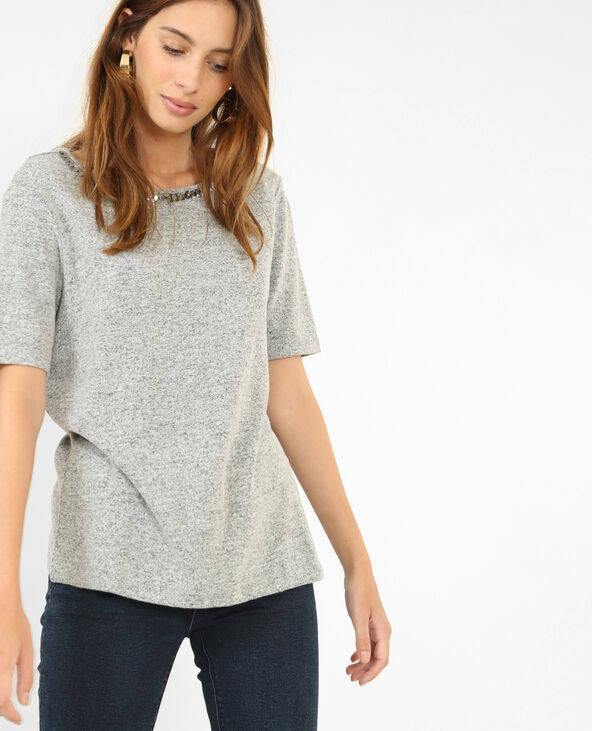 T-shirt à dos ouvert gris chiné - Pimkie