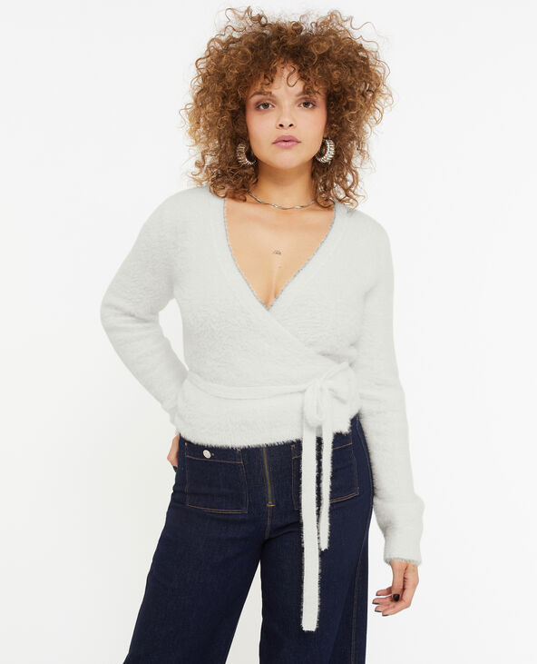 Cache-cœur en maille fluffy blanc - Pimkie