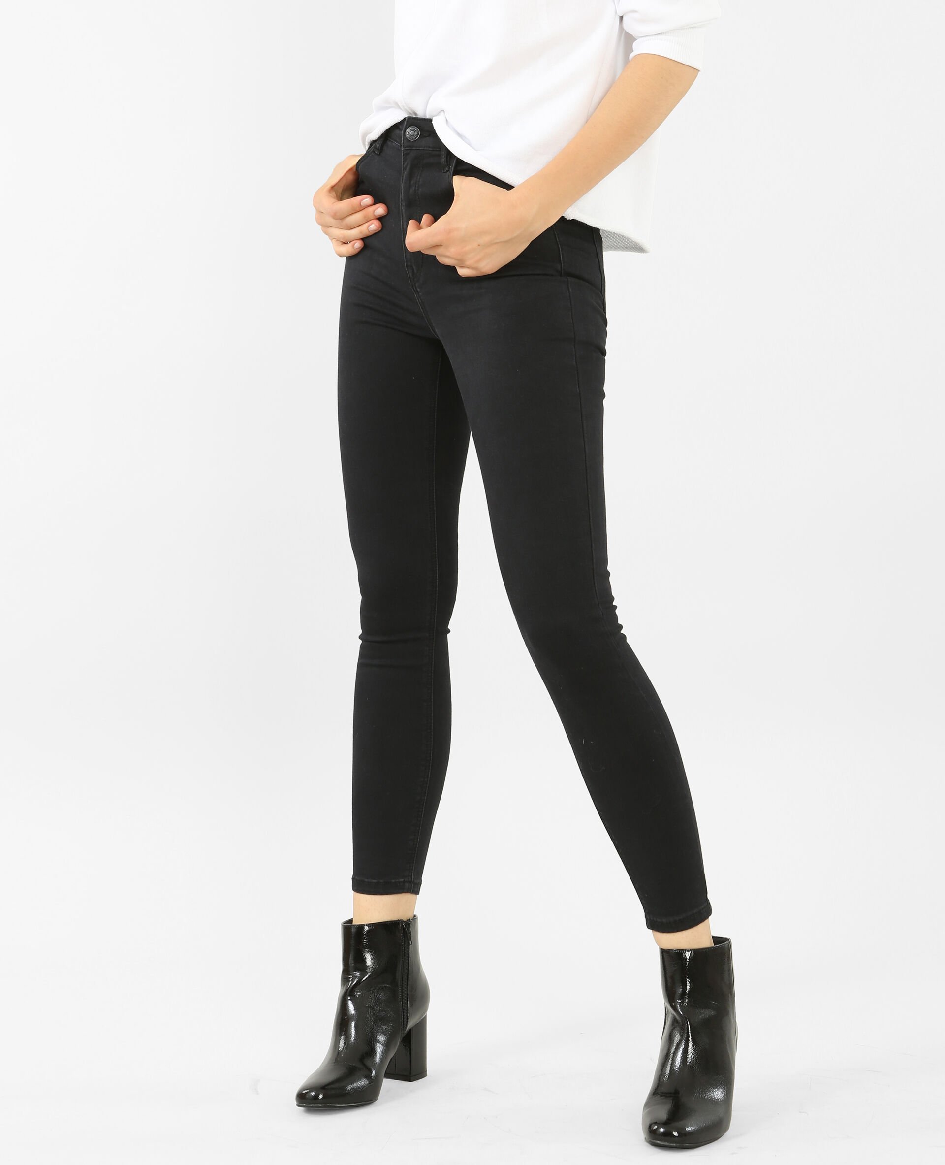 Jean skinny taille haute noir - 140361899A08 | Pimkie
