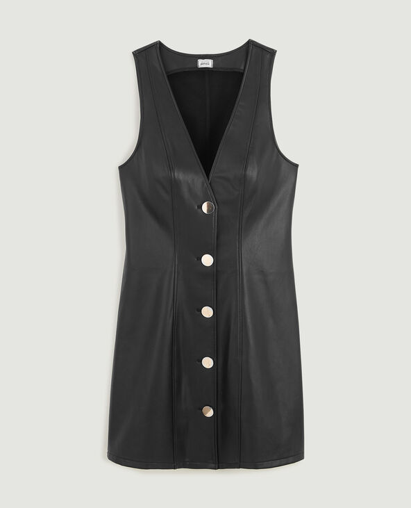 Robe courte en simili cuir noir - Pimkie