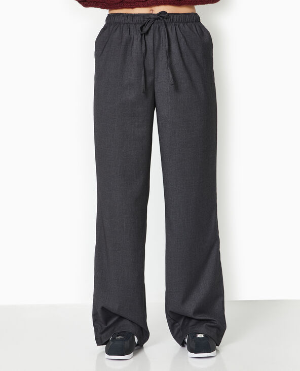 Pantalon large et droit ceinture élastiquée gris - Pimkie