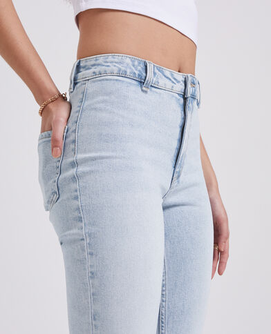 Jean flare taille haute raw cut bleu - Pimkie