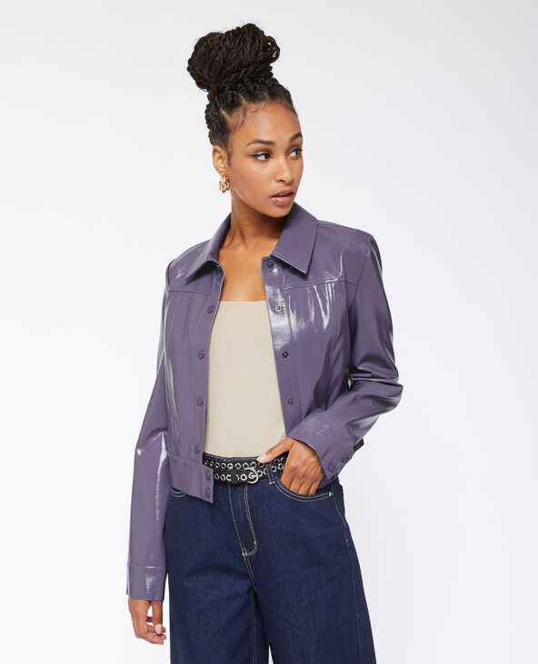 Veste courte et droite en vinyle lilas - Pimkie