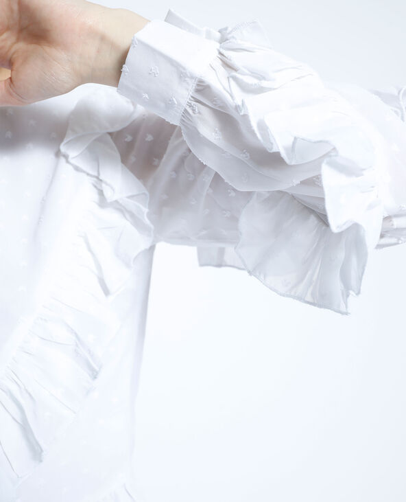 Chemise volantée à plumetis blanc - Pimkie