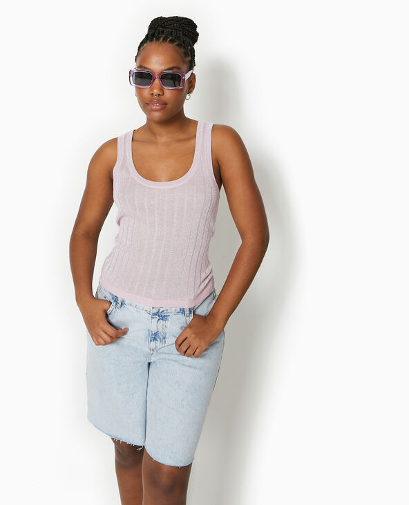Débardeur en maille côtelée avec lurex Rose poudré - Pimkie