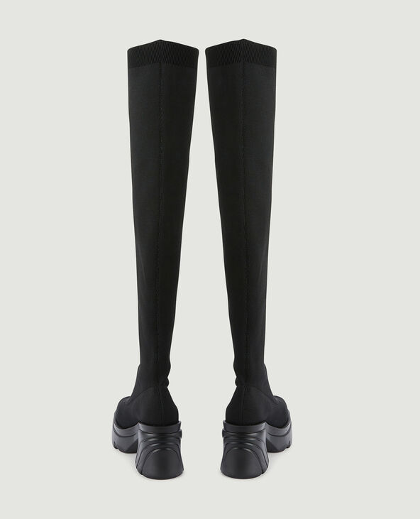 Bottes cuissardes en maille avec semelles plateformes noir - Pimkie