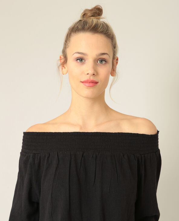 Blouse à col bardot noir - Pimkie