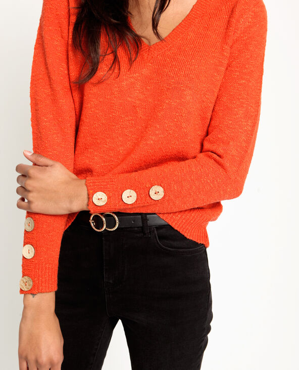 Pull col v orange femme store