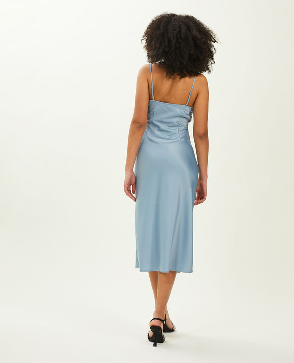 Robe longue satinée bleu - Pimkie