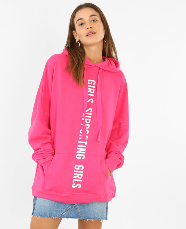 Sweat long à message rose fuchsia - Pimkie