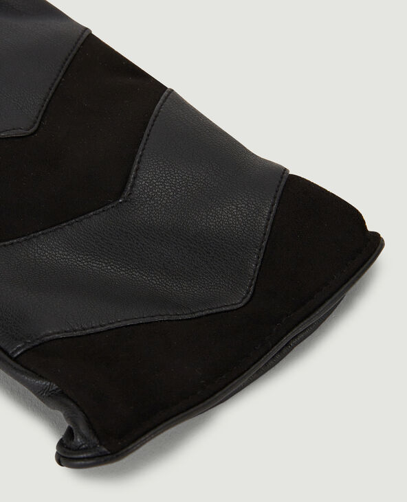 Paire de gants bi-matière noir - Pimkie
