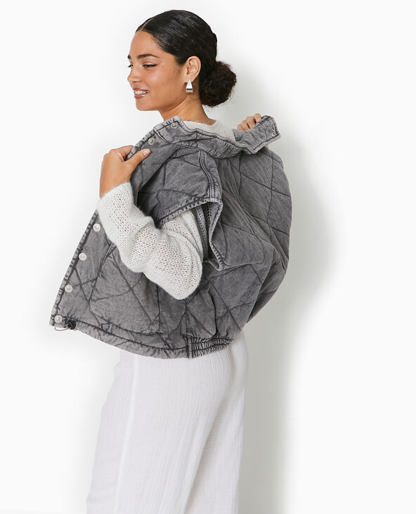 Veste sans manches matelassée en jean blanc - Pimkie
