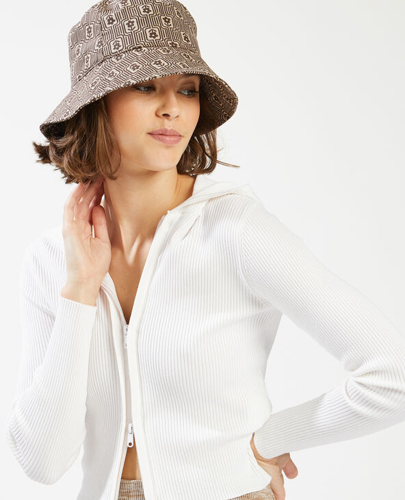 Pull zippé à capuche blanc - Pimkie