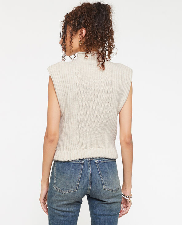 Pull sans manche avec col montant sable - Pimkie