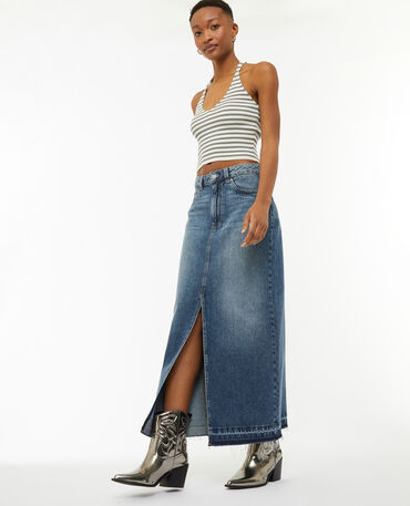 Jupe mi hot sale longue en jean