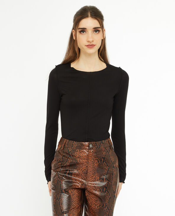 Top manches longues avec coutures apparentes noir - Pimkie